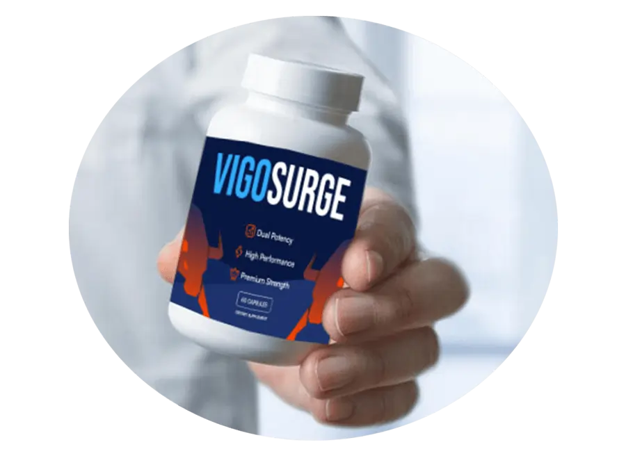 VigoSurge supplement bottle standing upright